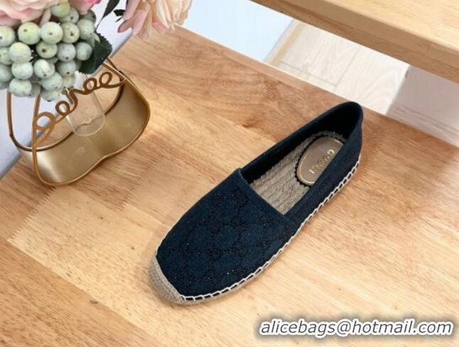 Cheap Price Gucci Strass GG Canvas Espadrilles Flat Dark Blue 605078