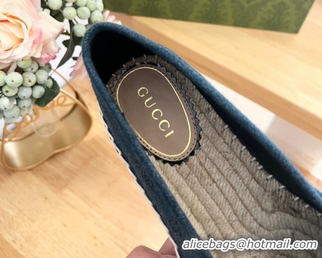 Cheap Price Gucci Strass GG Canvas Espadrilles Flat Dark Blue 605078