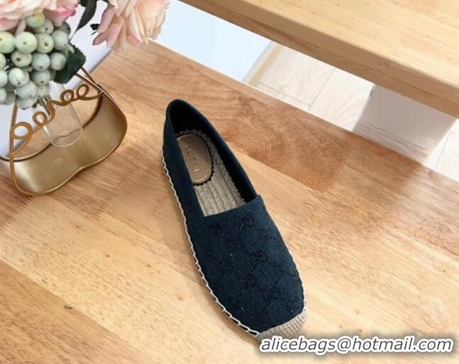 Cheap Price Gucci Strass GG Canvas Espadrilles Flat Dark Blue 605078