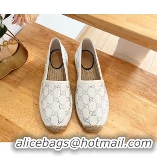 Popular Style Gucci Strass GG Canvas Espadrilles Flat White 05079