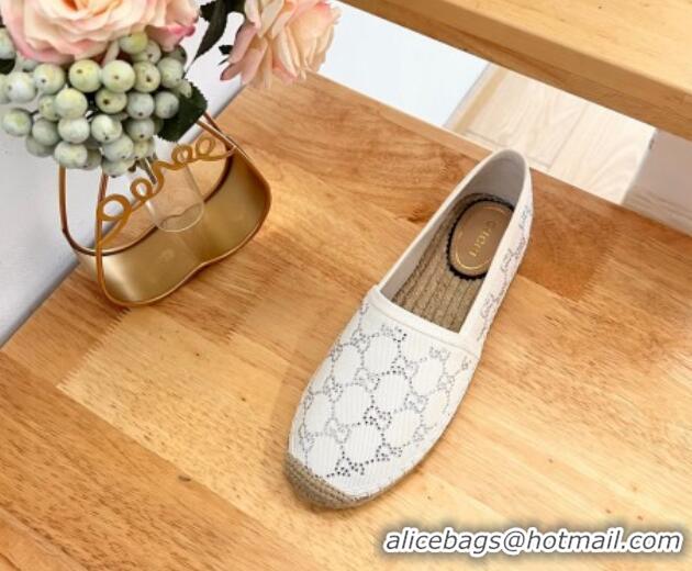 Popular Style Gucci Strass GG Canvas Espadrilles Flat White 05079