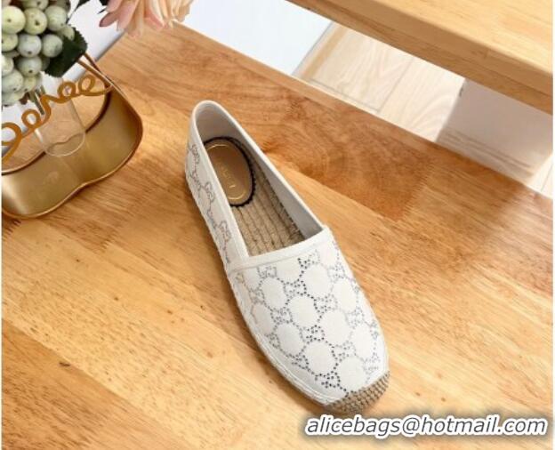 Popular Style Gucci Strass GG Canvas Espadrilles Flat White 05079