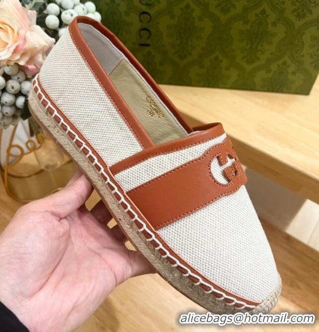 Popular Style Gucci GG Canvas Espadrilles Flat with Interlocking G White 605084