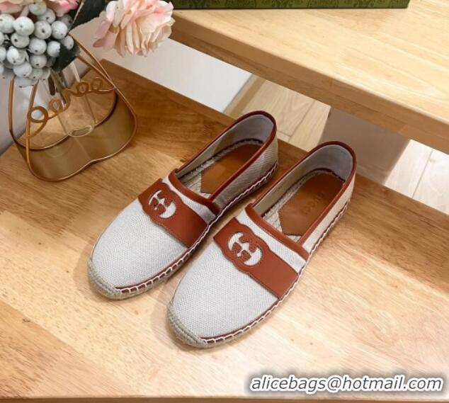 Popular Style Gucci GG Canvas Espadrilles Flat with Interlocking G White 605084