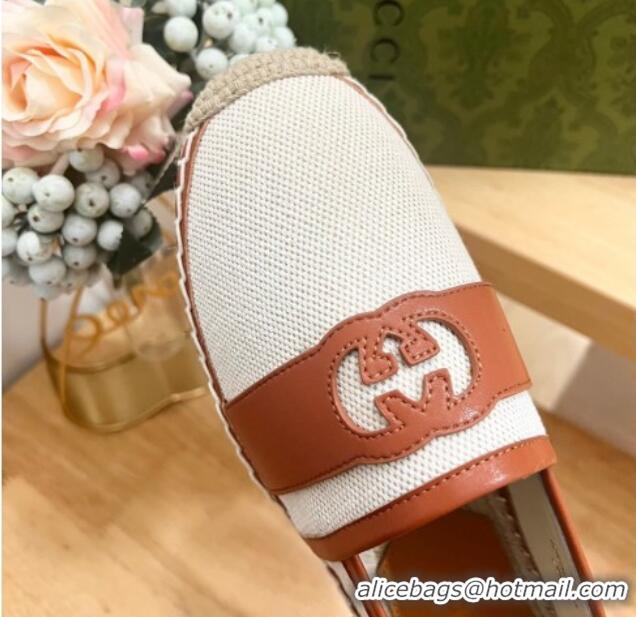 Popular Style Gucci GG Canvas Espadrilles Flat with Interlocking G White 605084