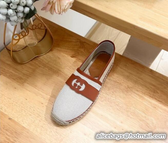 Popular Style Gucci GG Canvas Espadrilles Flat with Interlocking G White 605084