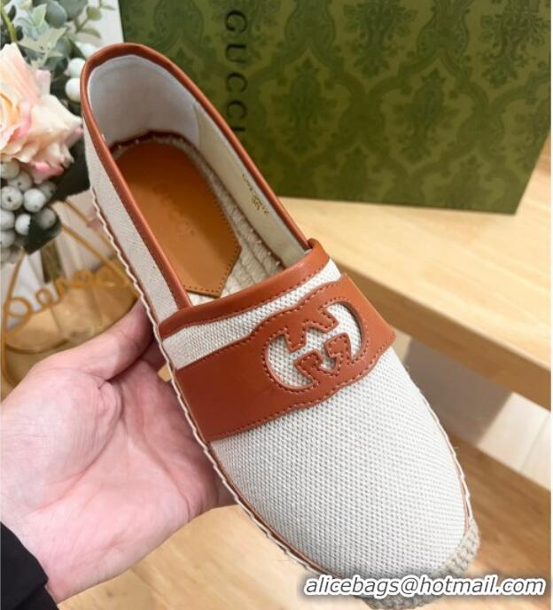 Popular Style Gucci GG Canvas Espadrilles Flat with Interlocking G White 605084