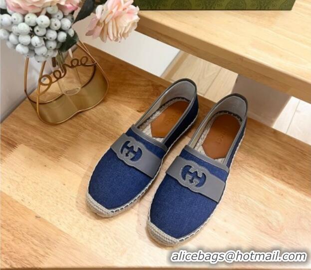 Trendy Design Gucci GG Denim Espadrilles Flat with Interlocking G Blue 605086