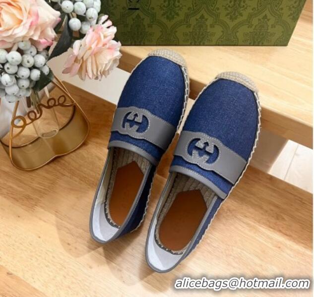 Trendy Design Gucci GG Denim Espadrilles Flat with Interlocking G Blue 605086