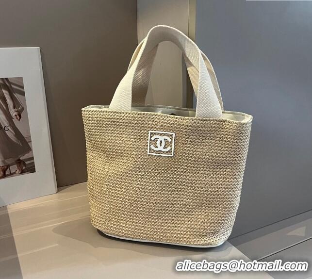 Unique Grade Chanel Straw Basket bag with Framed CC 0513 White 2024