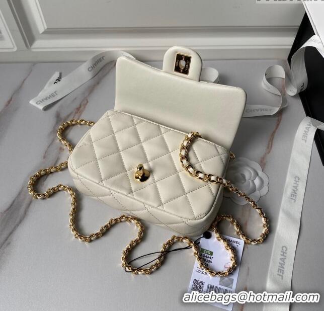 Promotional Chanel Mini Flap Bag with Top Handle AS4847 White 2024