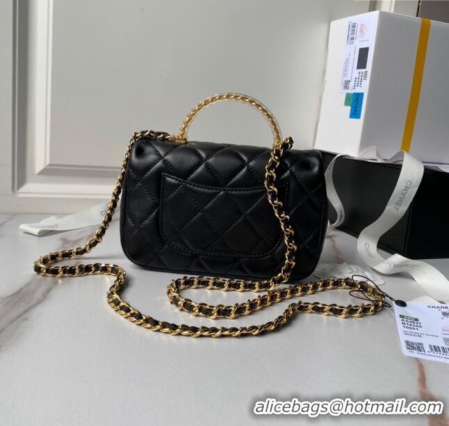 Buy Discount Chanel Mini Flap Bag with Top Handle AS4847 Black 2024