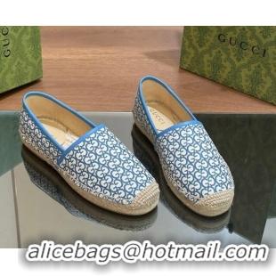 Most Popular Gucci GG Jacquard Espadrilles Flat Blue 05103