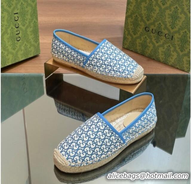 Most Popular Gucci GG Jacquard Espadrilles Flat Blue 05103