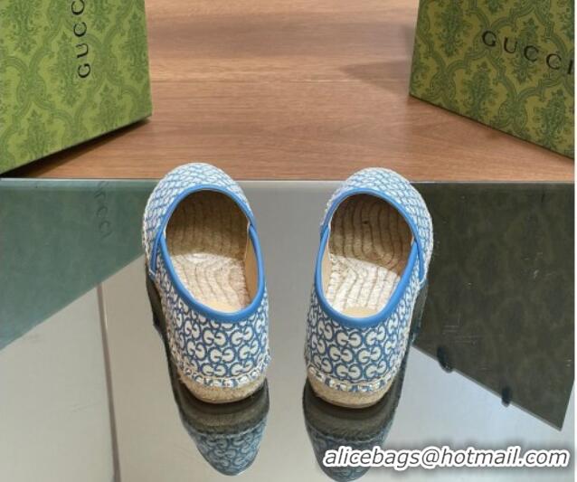 Most Popular Gucci GG Jacquard Espadrilles Flat Blue 05103