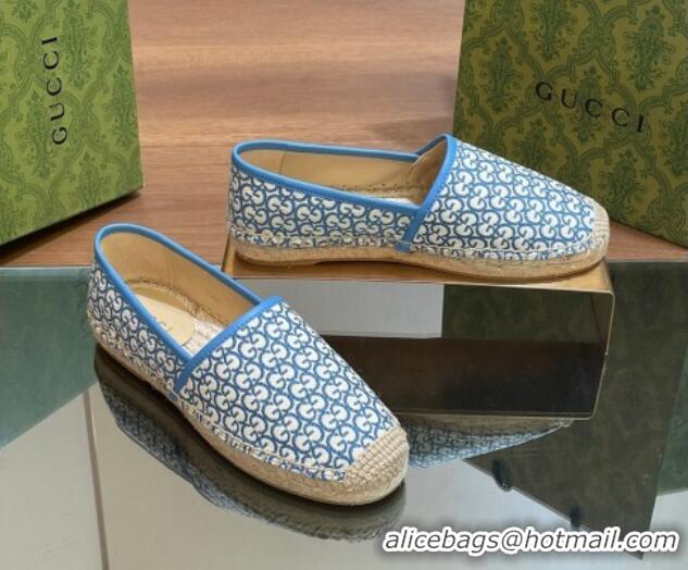 Most Popular Gucci GG Jacquard Espadrilles Flat Blue 05103