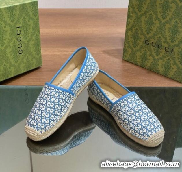 Most Popular Gucci GG Jacquard Espadrilles Flat Blue 05103