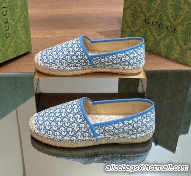 Most Popular Gucci GG Jacquard Espadrilles Flat Blue 05103