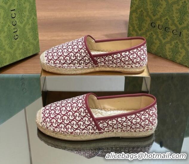 Low Price Gucci GG Jacquard Espadrilles Flat Burgundy 05104