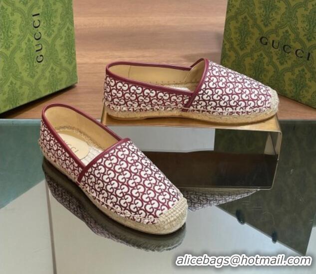 Low Price Gucci GG Jacquard Espadrilles Flat Burgundy 05104