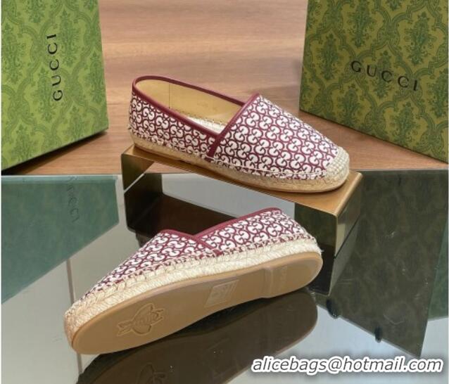 Low Price Gucci GG Jacquard Espadrilles Flat Burgundy 05104