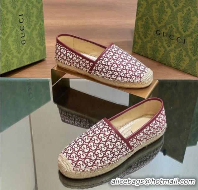 Low Price Gucci GG Jacquard Espadrilles Flat Burgundy 05104