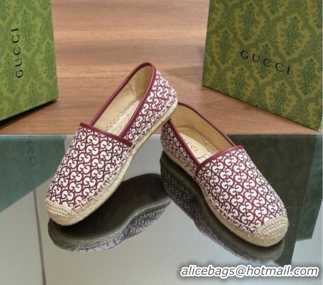 Low Price Gucci GG Jacquard Espadrilles Flat Burgundy 05104