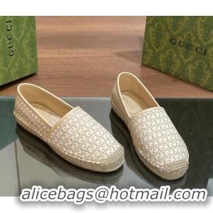 Top Design Gucci GG Jacquard Espadrilles Flat Beige 05105