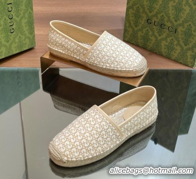 Top Design Gucci GG Jacquard Espadrilles Flat Beige 05105