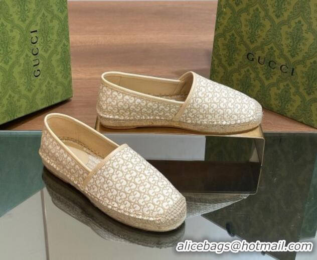 Top Design Gucci GG Jacquard Espadrilles Flat Beige 05105