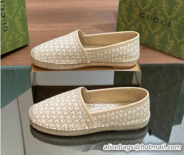 Top Design Gucci GG Jacquard Espadrilles Flat Beige 05105