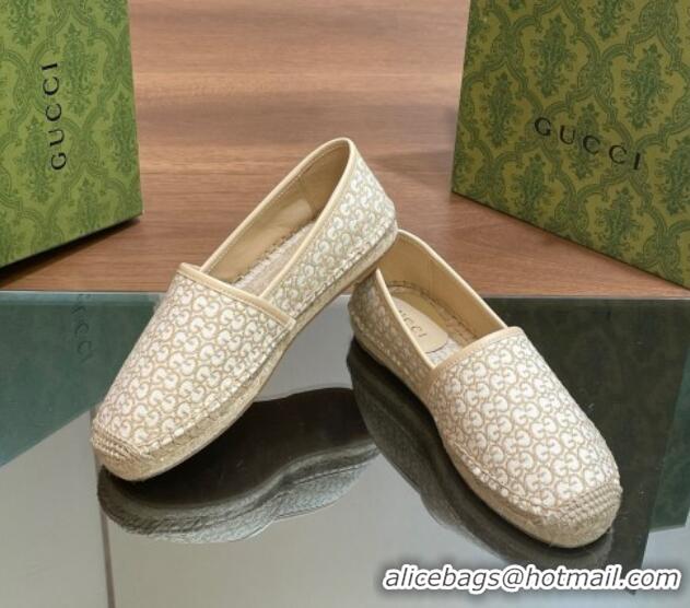 Top Design Gucci GG Jacquard Espadrilles Flat Beige 05105