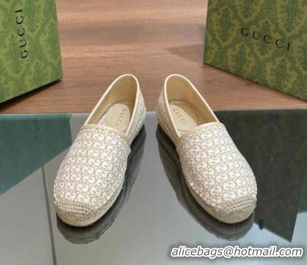 Top Design Gucci GG Jacquard Espadrilles Flat Beige 05105