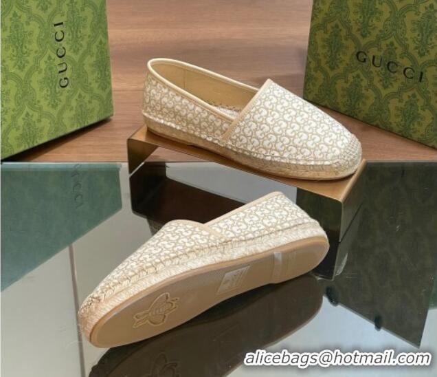 Top Design Gucci GG Jacquard Espadrilles Flat Beige 05105