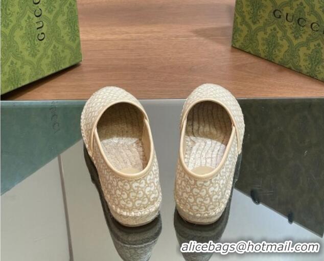 Top Design Gucci GG Jacquard Espadrilles Flat Beige 05105