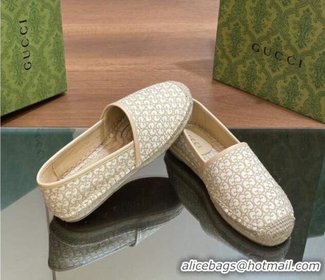 Top Design Gucci GG Jacquard Espadrilles Flat Beige 05105