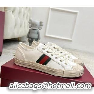 Best Product Gucci Lido Canvas Sneakers White 605108