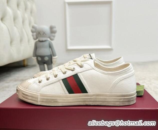 Best Product Gucci Lido Canvas Sneakers White 605108