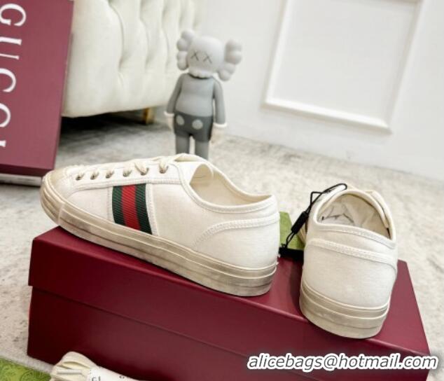 Best Product Gucci Lido Canvas Sneakers White 605108