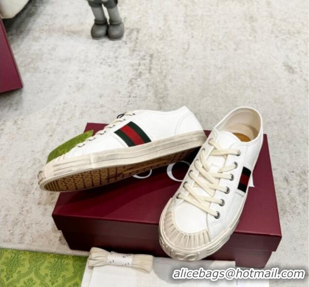 Best Product Gucci Lido Canvas Sneakers White 605108