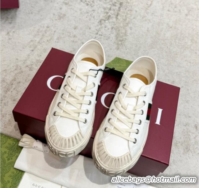 Best Product Gucci Lido Canvas Sneakers White 605108