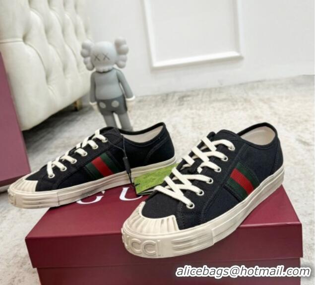 Best Price Gucci Lido Canvas Sneakers Black 605109