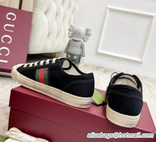 Best Price Gucci Lido Canvas Sneakers Black 605109