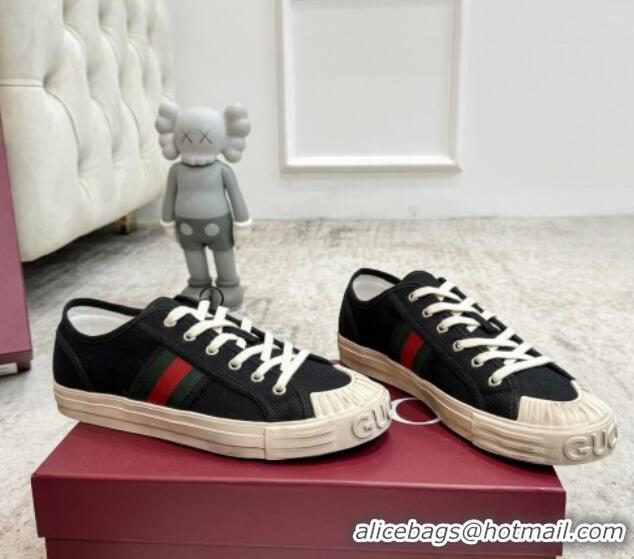 Best Price Gucci Lido Canvas Sneakers Black 605109