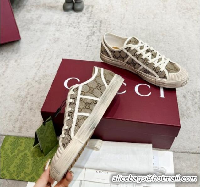 Low Price Gucci Lido GG Canvas Sneakers Beige 605110