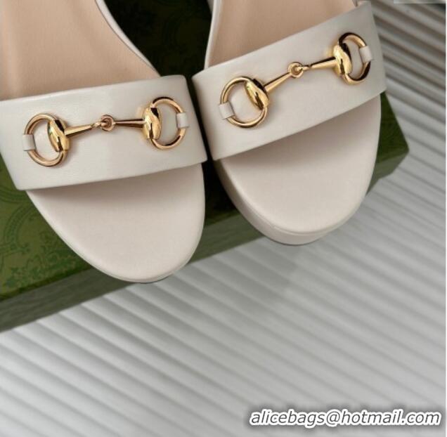 Purchase Gucci Horsebit Leather Platform Sandals 7.5cm White 605113