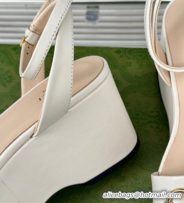 Purchase Gucci Horsebit Leather Platform Sandals 7.5cm White 605113