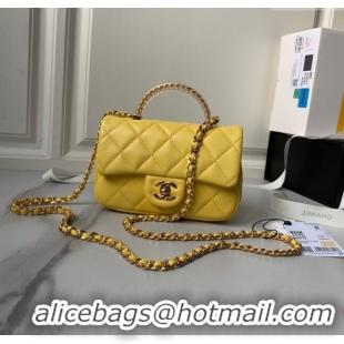 Big Discount Chanel Mini Flap Bag with Top Handle AS4847 Yellow 2024