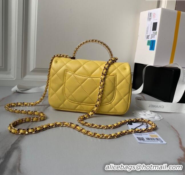 Big Discount Chanel Mini Flap Bag with Top Handle AS4847 Yellow 2024