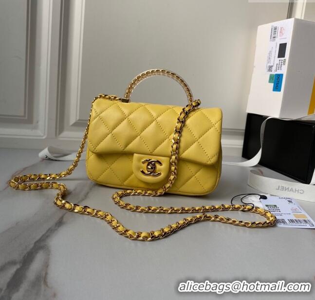 Big Discount Chanel Mini Flap Bag with Top Handle AS4847 Yellow 2024